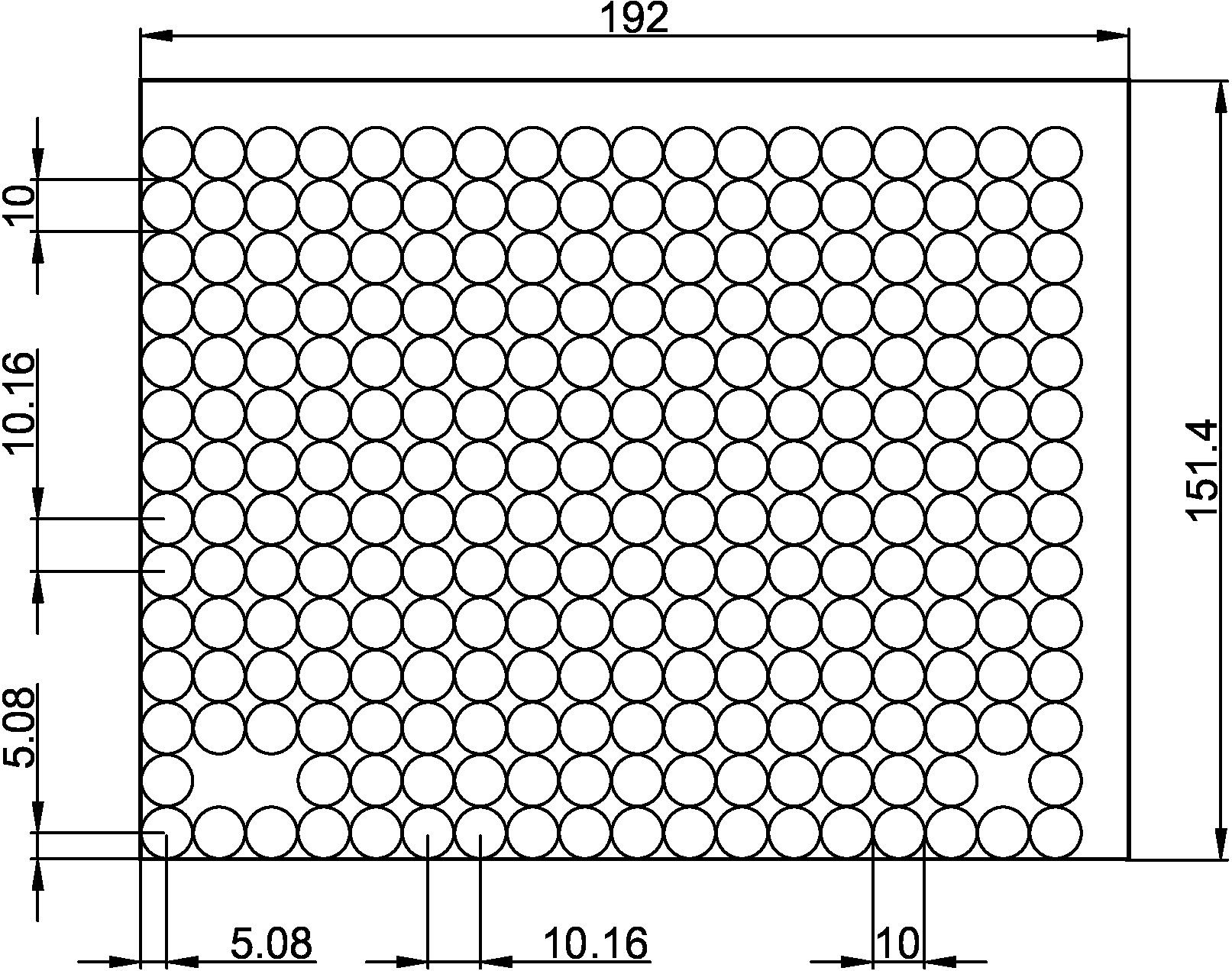 AUTD3 デバイスの寸法図